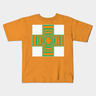 Abstract Cross Orange and Green Kids T-Shirt